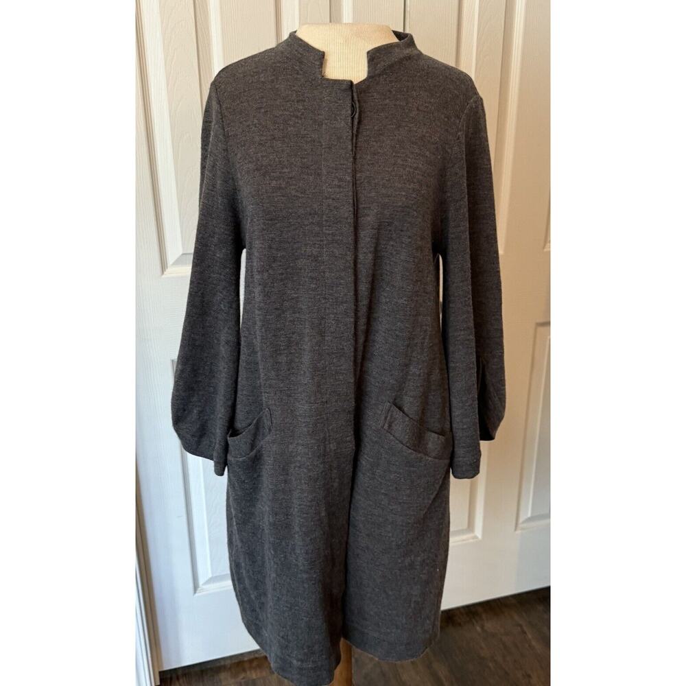 BCBGMAXAZRIA Sweater Jacket Women MED 100% Merino Wool Cardigan Knee Length Work - Picture 3 of 13